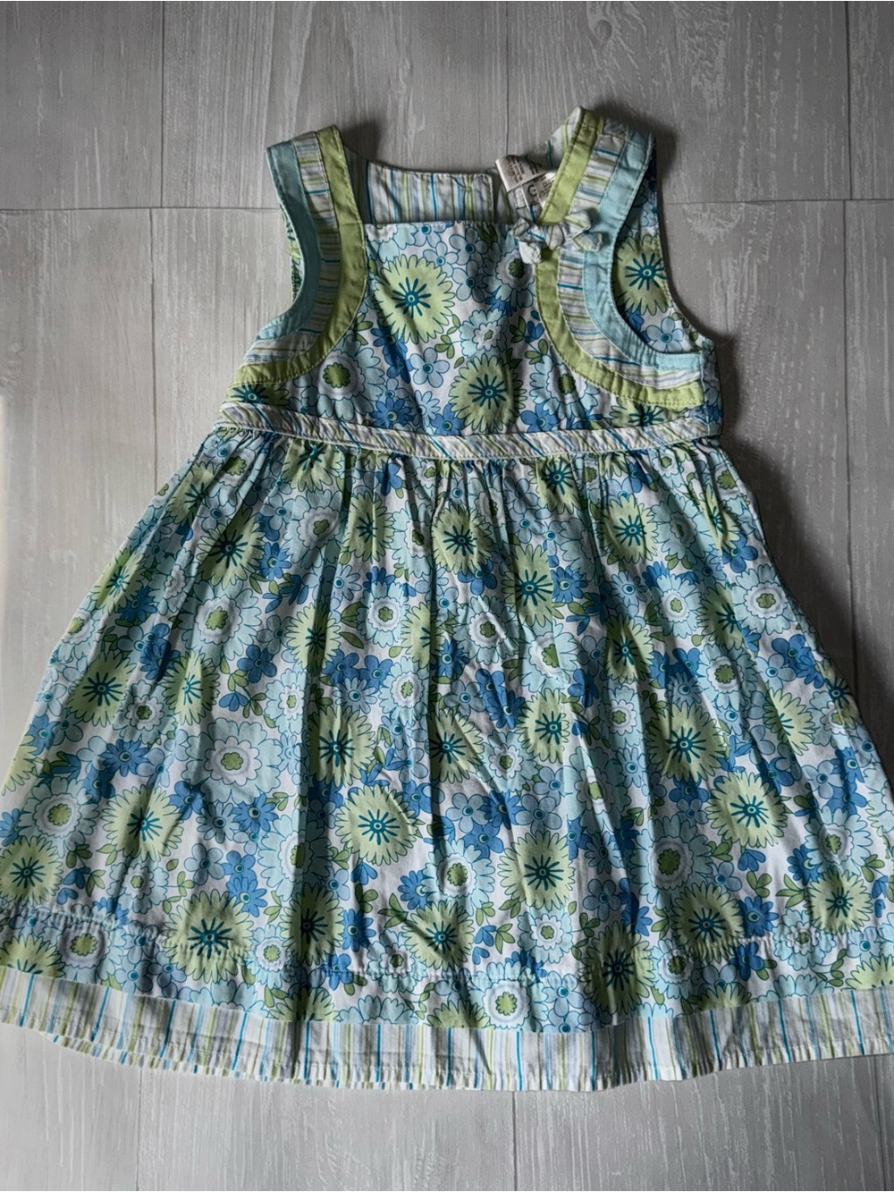 Y2K George Blue & Green Floral Cotton Dress for Girls